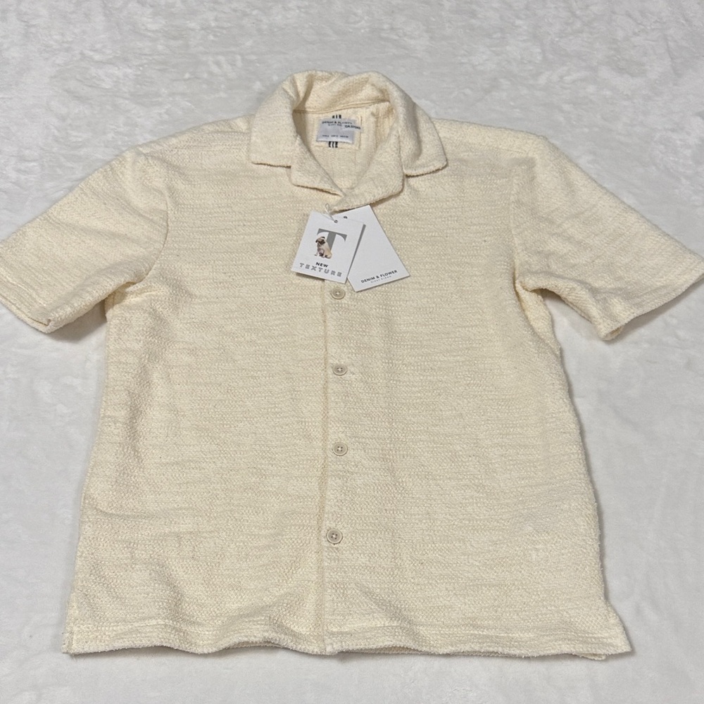 Denim & Flower Off-White Textured Shirt